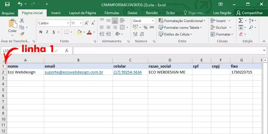 importar contatos no CRM